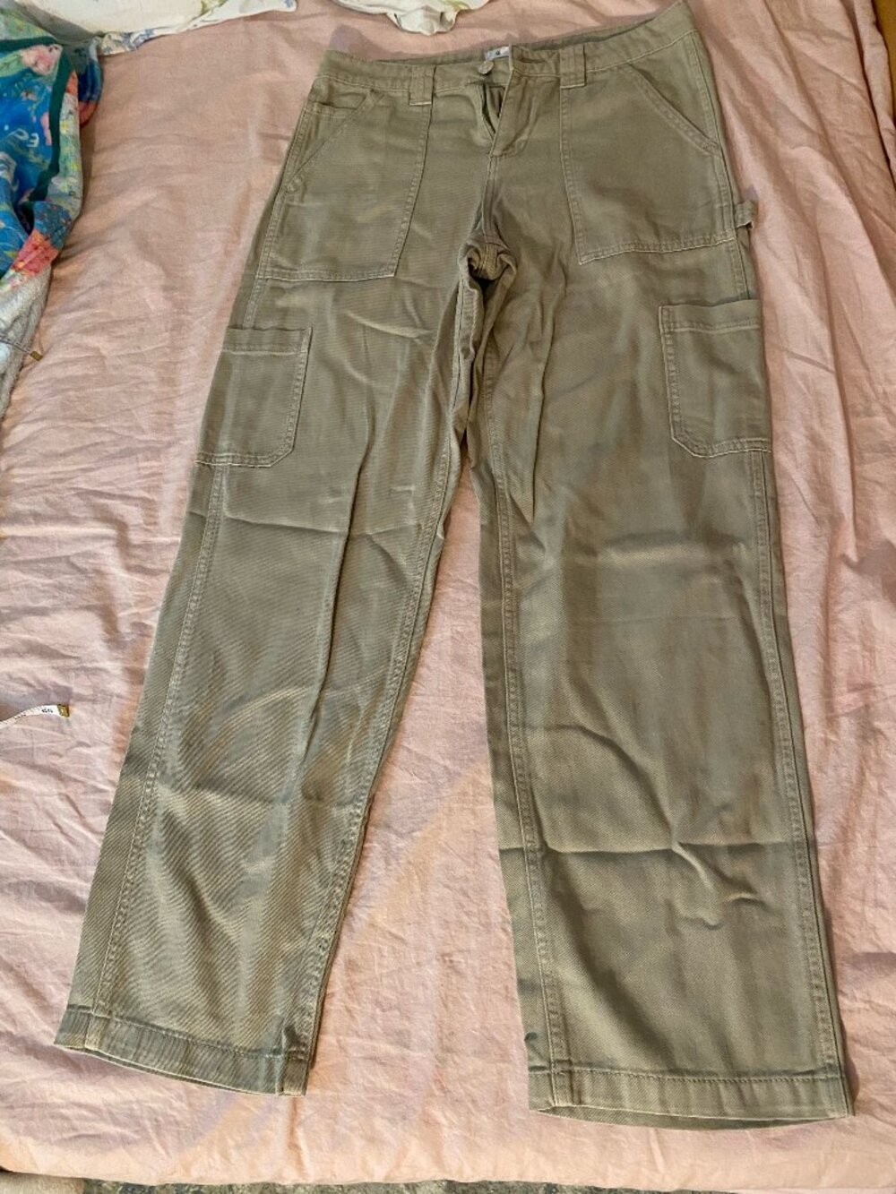 Garage Women's Size 5 Khaki Cargo Pants Wide Leg Utility Carpenter Y2K